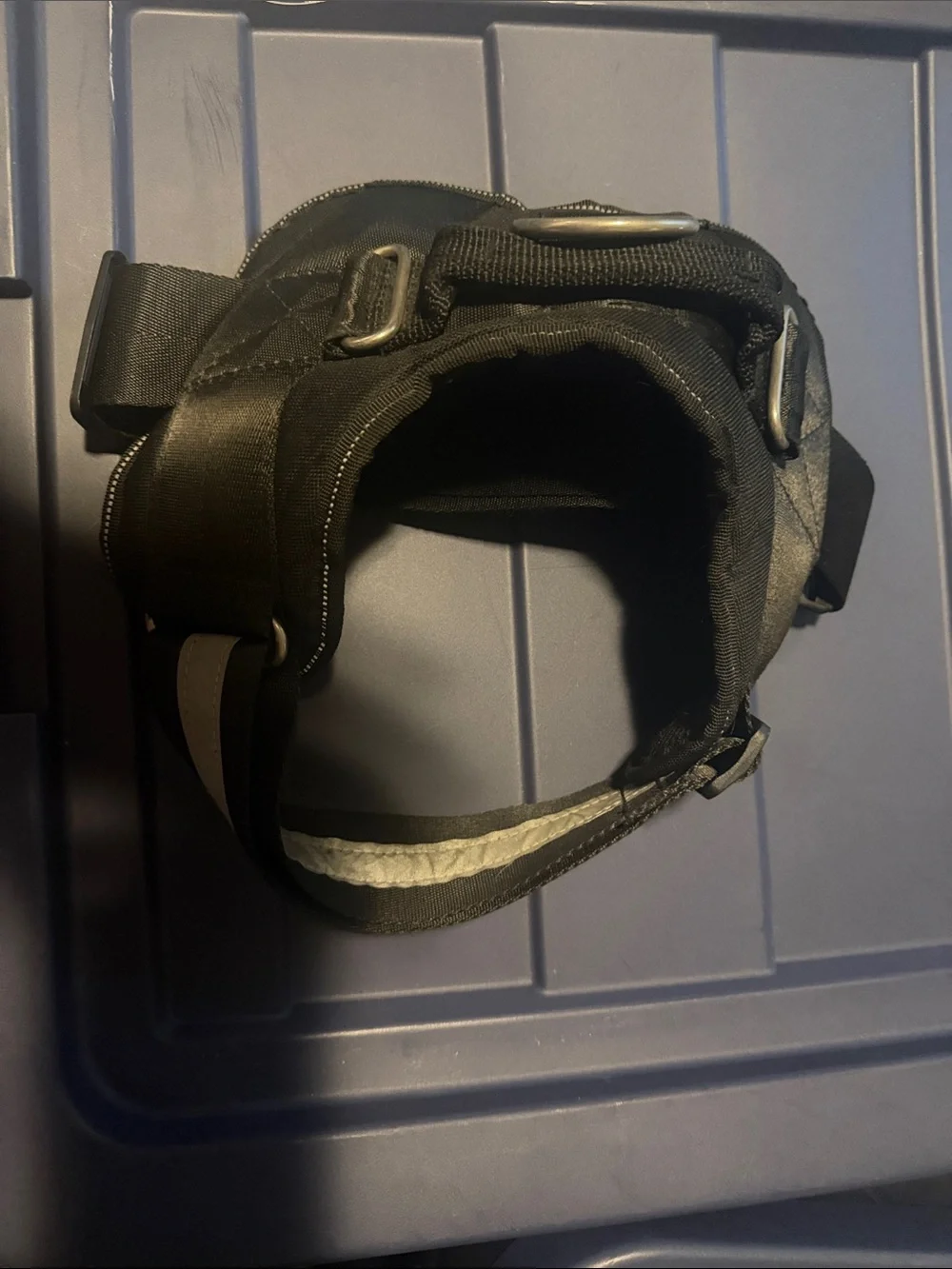 Adjustable Black Nylon Dog Harness with Metal D-Ring